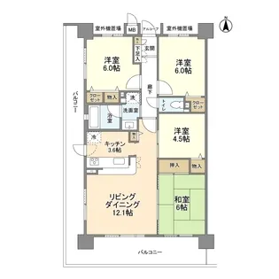 ダイアパレス枚方サウスピア【11階】の間取り