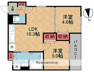 クリエオーレ倉治【1階】の間取り