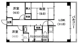 ファミーユ菊水【1階】の間取り