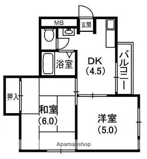 グランデ東香里Ⅱ【4階】の間取り