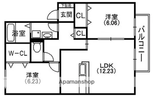 ルミエール東中振C棟【1階】の間取り
