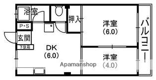マンション香楽【4階】の間取り