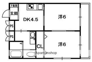 コーポ矢野【1階】の間取り