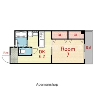 1DKの間取り画像