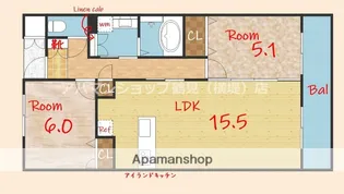 エバーグリーン 鶴見Ⅱ【6階】の間取り
