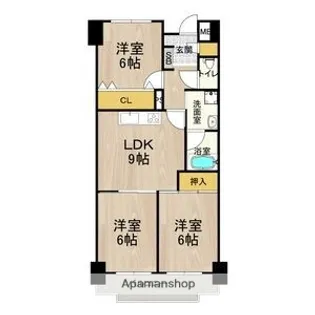 シャトー・レイクルイーズ【9階】の間取り