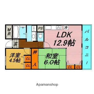 2LDKの間取り画像