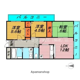 ヴィサージュ鶴見緑地【6階】の間取り
