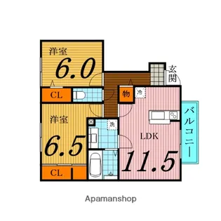 ハイツ東野【1階】の間取り