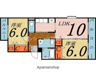 Kピアチェーレ門真南【2階】の間取り