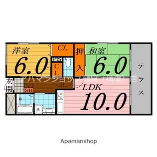 2LDKの間取り画像