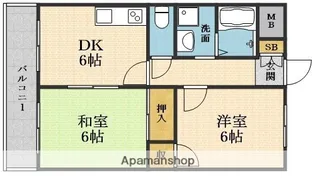 セゾン木川【5階】の間取り