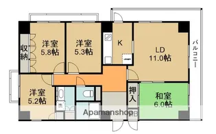日商岩井石橋マンション【8階】の間取り