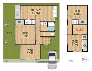 大阪府豊中市螢池北町1丁目【一戸建】の間取り