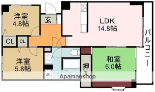 ライオンズマンション川西萩原【2階】の間取り