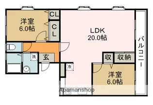 アンシャンテ川西【4階】の間取り