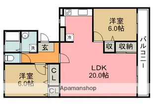 アンシャンテ川西【4階】の間取り