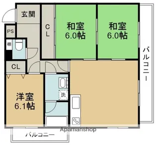 ラルジュ刀根山【2階】の間取り