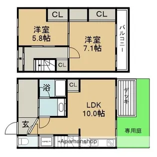 エル・セレーノ ミノハテラス【1階】の間取り