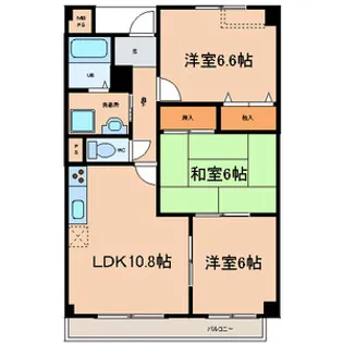 エーデル雲雀丘三番館【2階】の間取り