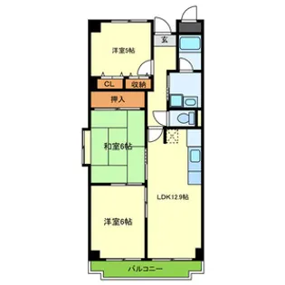 アンソレイユ高木【1階】の間取り
