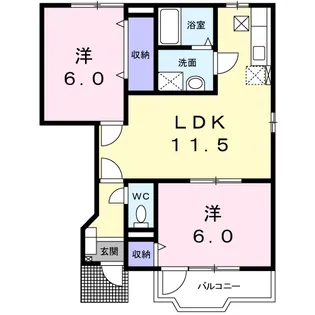 ラ・シェスタ錦松台【1階】の間取り