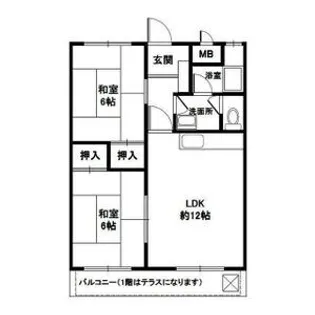 2LDKの間取り画像