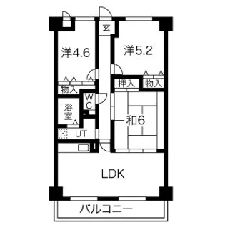 ソレアードうねの【205号室】の間取り