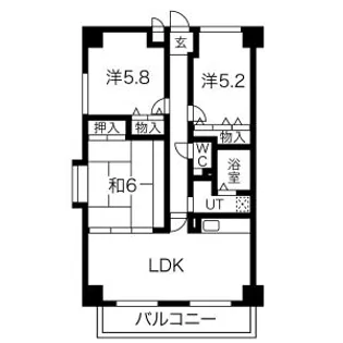 ソレアードうねの【5階】の間取り