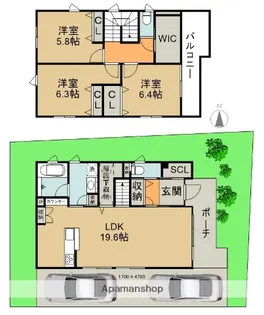 大阪府池田市畑5丁目【一戸建】の間取り