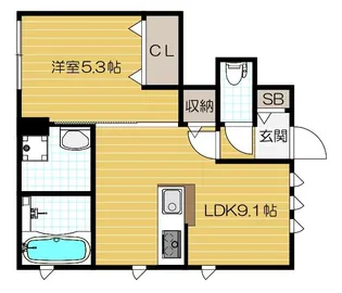YOUR MAISON 瀬川【101号室号室】の間取り