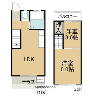兵庫県川西市花屋敷1丁目【テラスハウス】の間取り