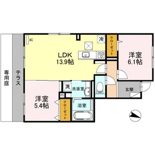 サニーコート A棟【1階】の間取り