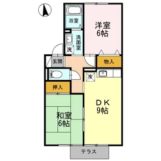 プランドール南花屋敷【102号室】の間取り