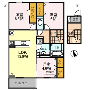 アヴニール箕面【2階】の間取り