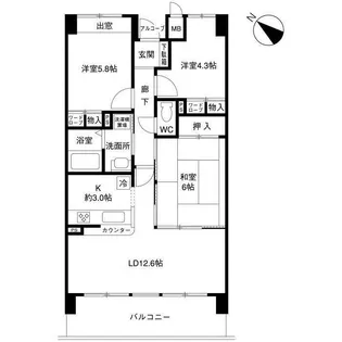 ベルク池田石橋Ⅰ番館【3階】の間取り