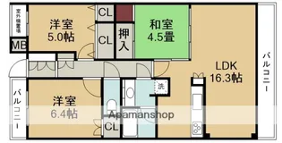 ヒルズ芦屋川グレースコート【3階】の間取り