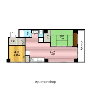ハイツ百楽荘【4階】の間取り
