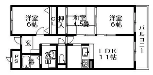 ヴィルヌーブ箕面【3階】の間取り