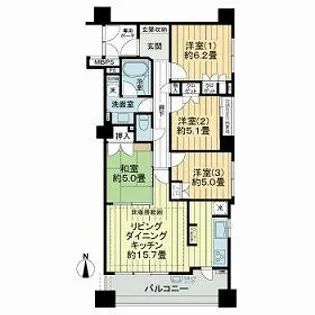 ザ・ランクス東住吉中野【0206号室】の間取り