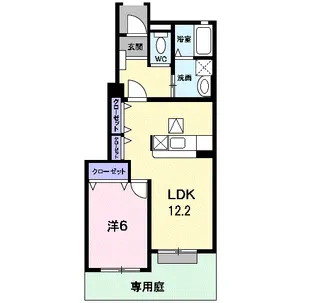 ヴィラ グッド ラックB棟【1階】の間取り