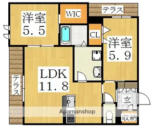 シャーメゾングレース今川【1階】の間取り
