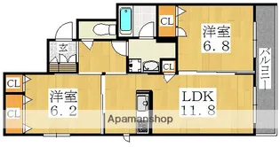 グランフィールド八重【2階】の間取り