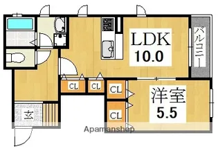 プロス駒川中野【2階】の間取り
