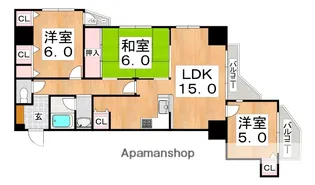 日宝ロイヤルハイツ桑津【9階】の間取り