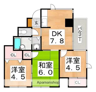 フローラル東田辺【2階】の間取り