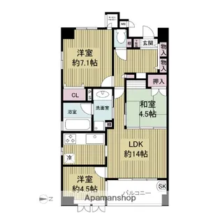 クラウンハイム西田辺【10階】の間取り