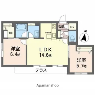 ラ・ポーズⅡ【1階】の間取り
