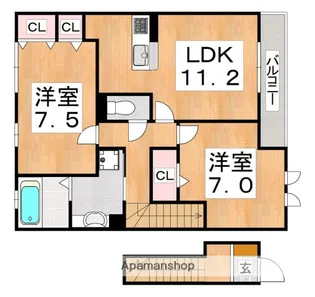 リヤン永井(ナガイ)【2階】の間取り
