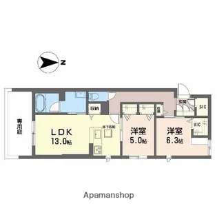 ローズハイツⅡ【1階】の間取り